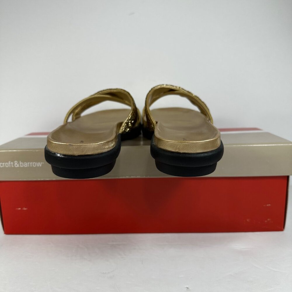 Womens Croft & Barrow Gold Beaded Strappy Slide Sandals  Size 9 M Beach Vacation - Picture 5 of 8